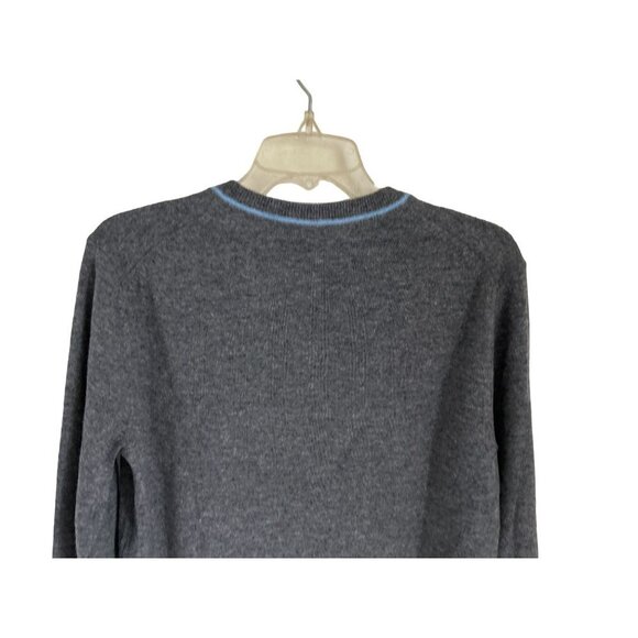 Hugo Boss Merino Wool V-Neck Gray Light Blue Argyle Small - Picture 6 of 11